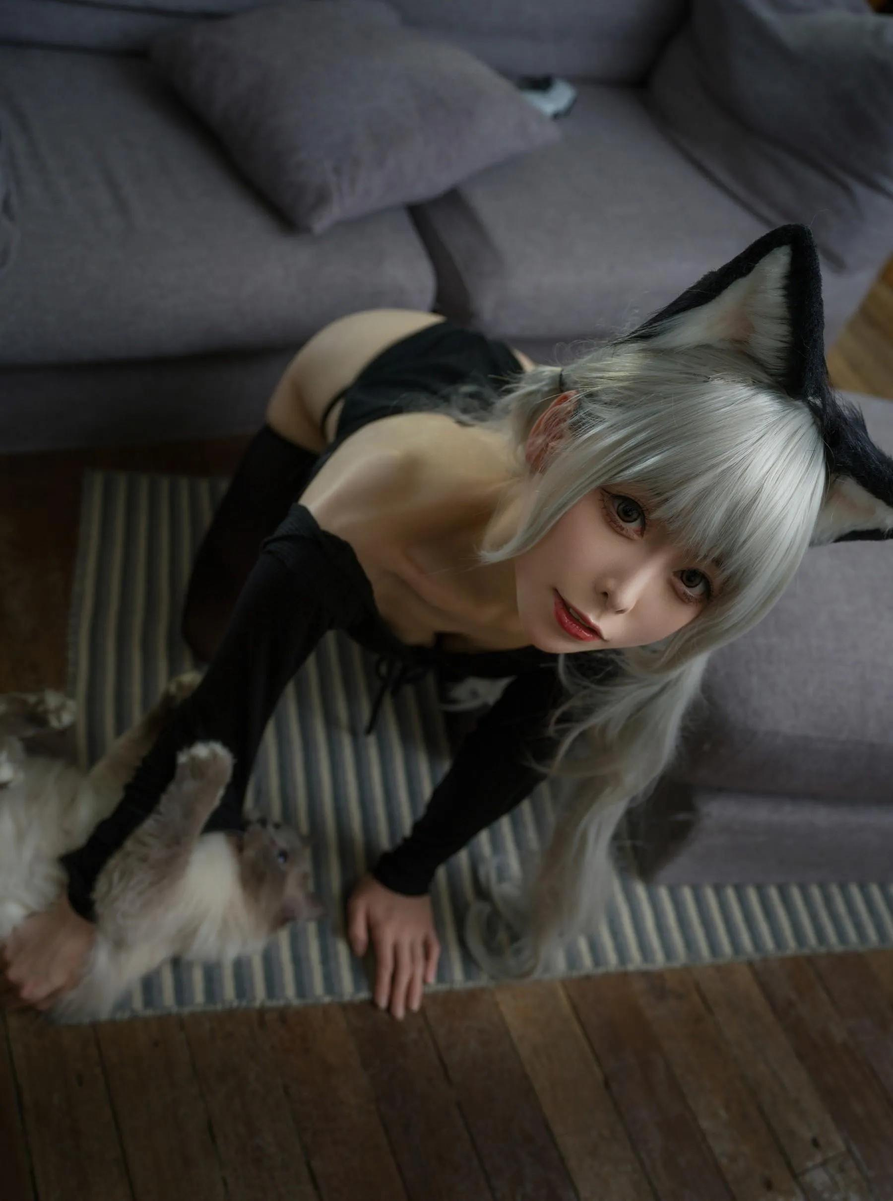 樱岛嗷 – NO.09 黑猫针织衫连体衣 [57P]插图8